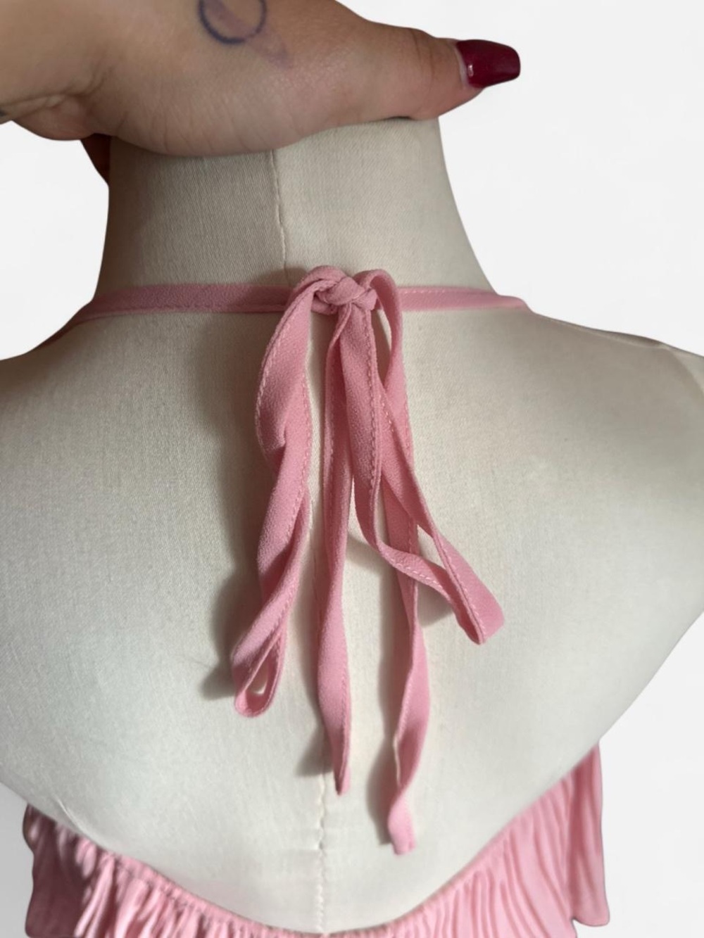 Pleated Layered Spaghetti-Strap Mini Dress in Blush Pink - Picture 5 of 5